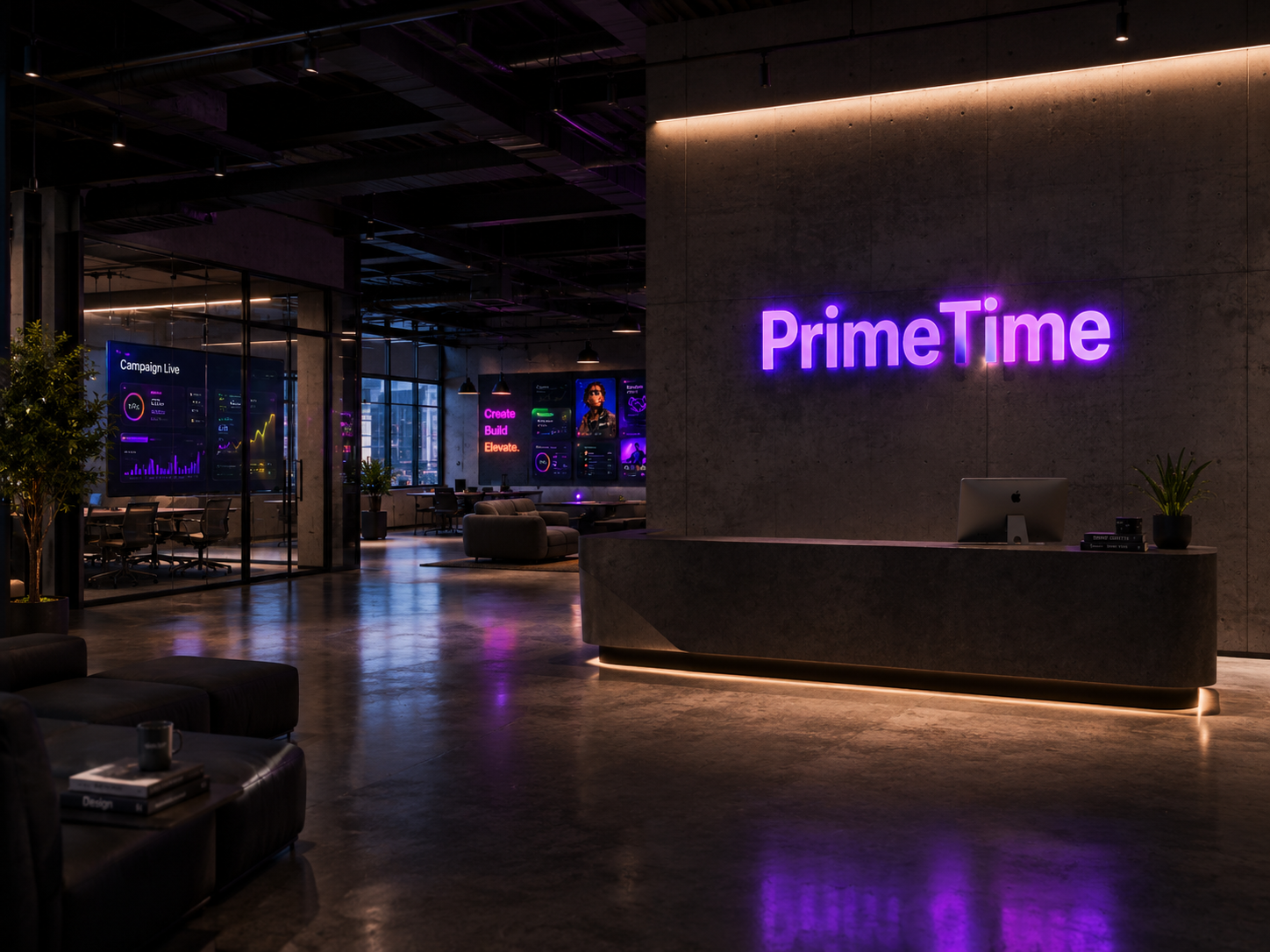 PrimeTime office neon sign